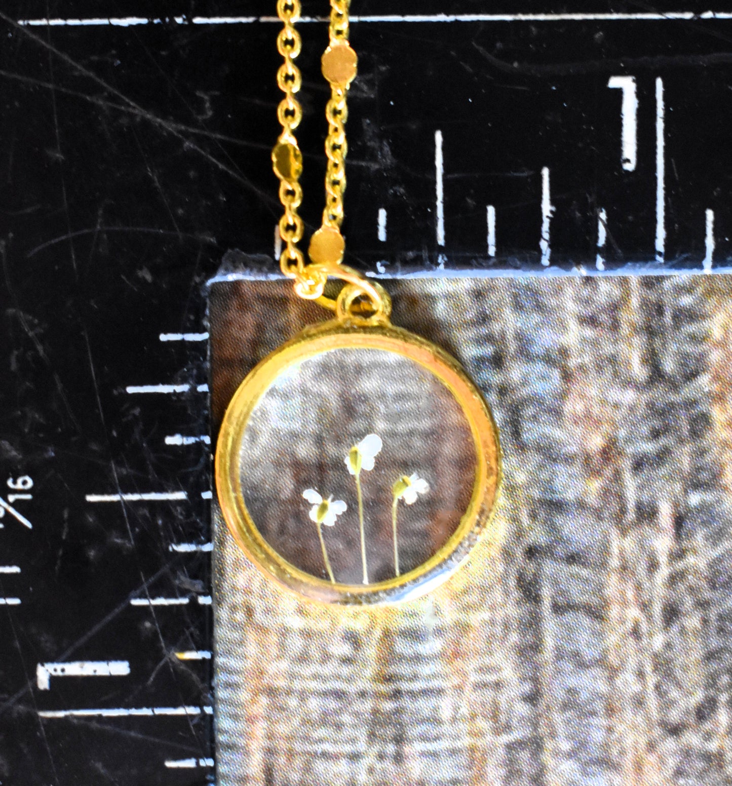 Small Floral Round Charm Necklace
