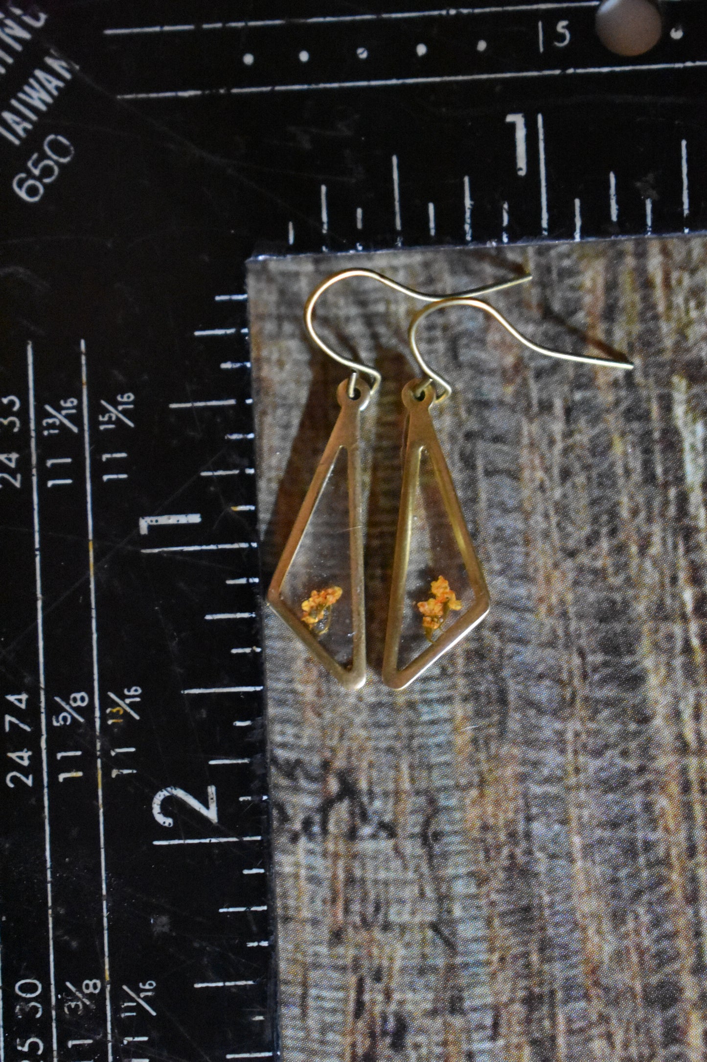 Small Floral Obtuse Triangle Dangle Earrings
