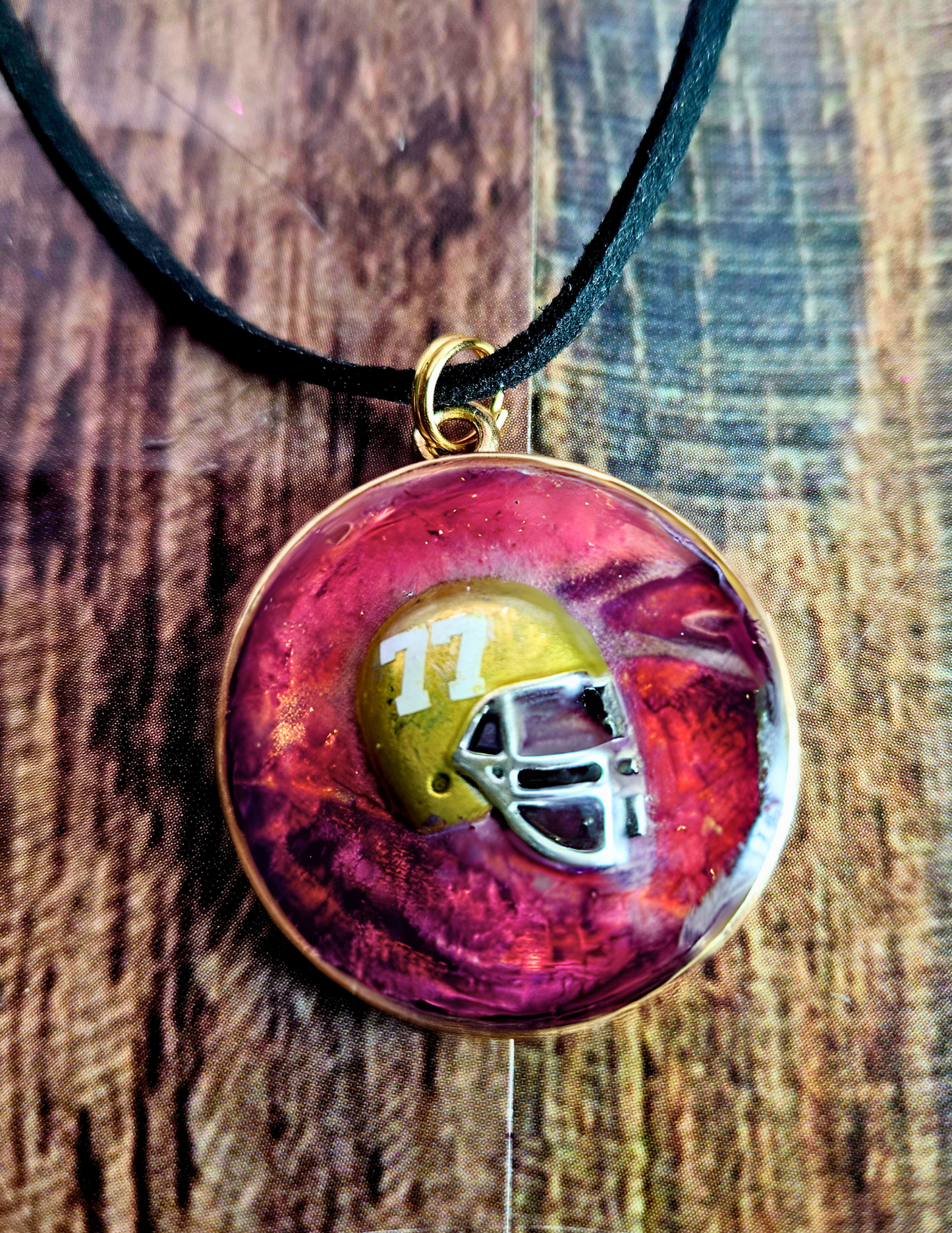 Football Pendant Necklace - School Football Sports Team Gift - Personalized Football Helmet Necklace - Customized Pendant - Sports Mom Jewelry