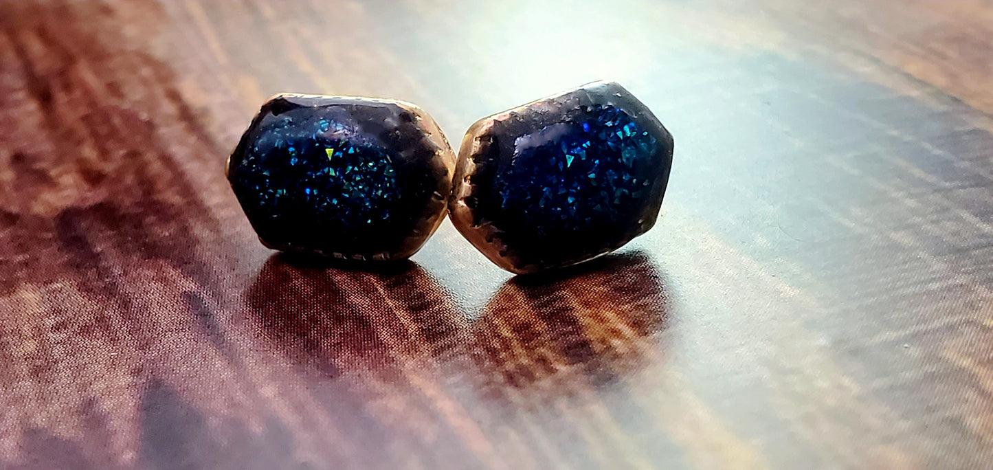 Druzy Hexagon Stud Earrings