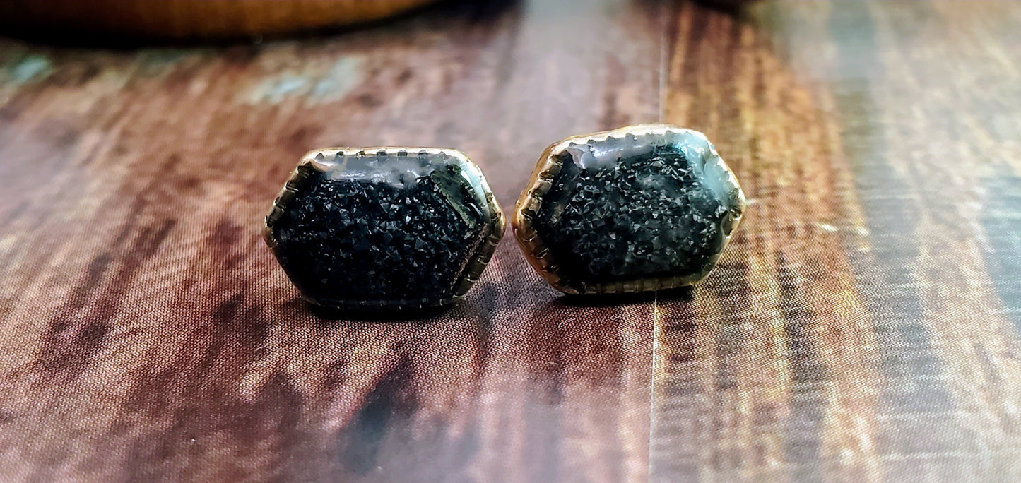 Druzy Hexagon Stud Earrings