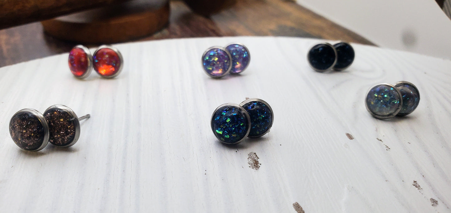 Druzy Circular Stud Earrings