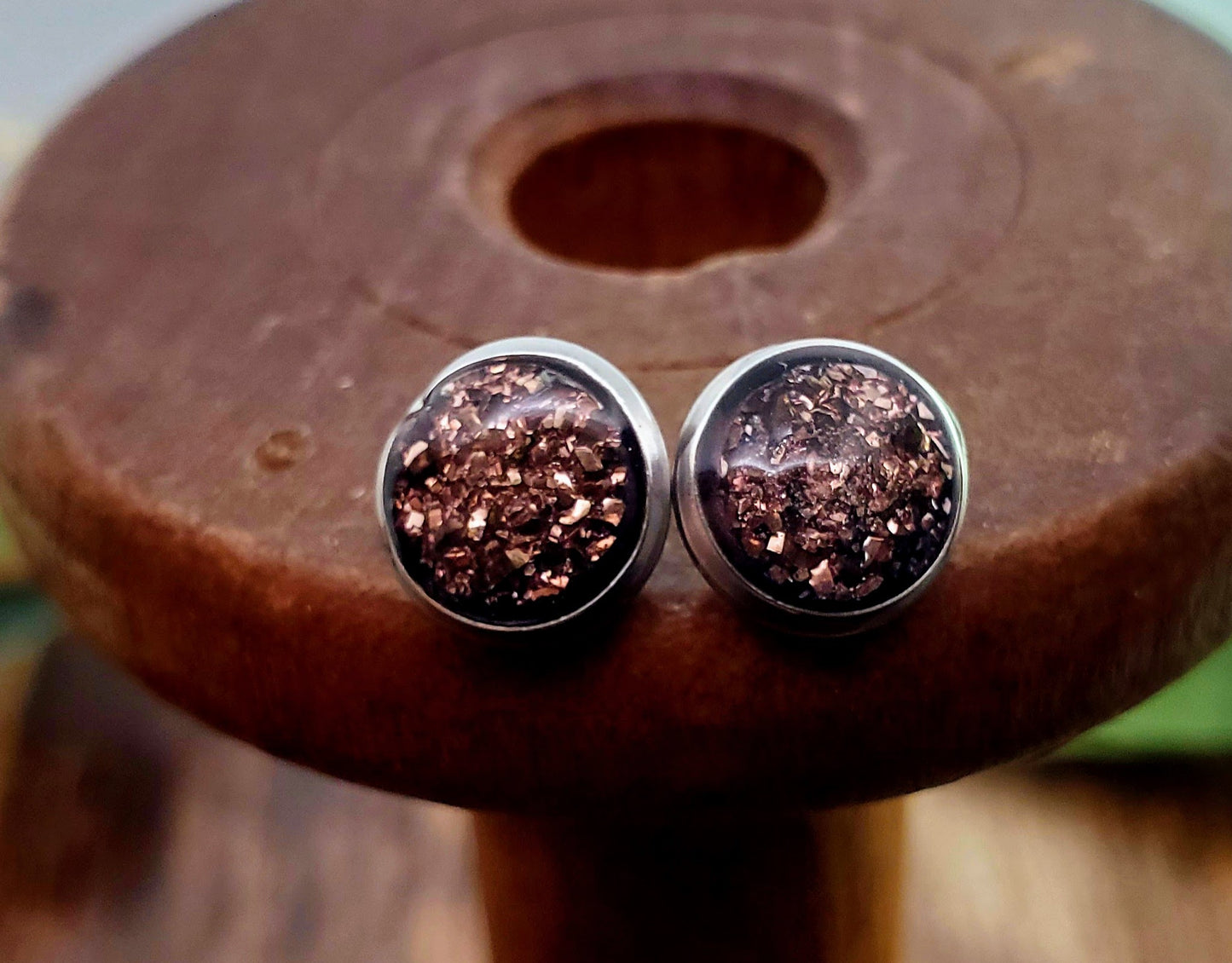 Druzy Circular Stud Earrings