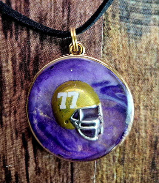 Football Pendant Necklace - School Football Sports Team Gift - Personalized Football Helmet Necklace - Customized Pendant - Sports Mom Jewelry