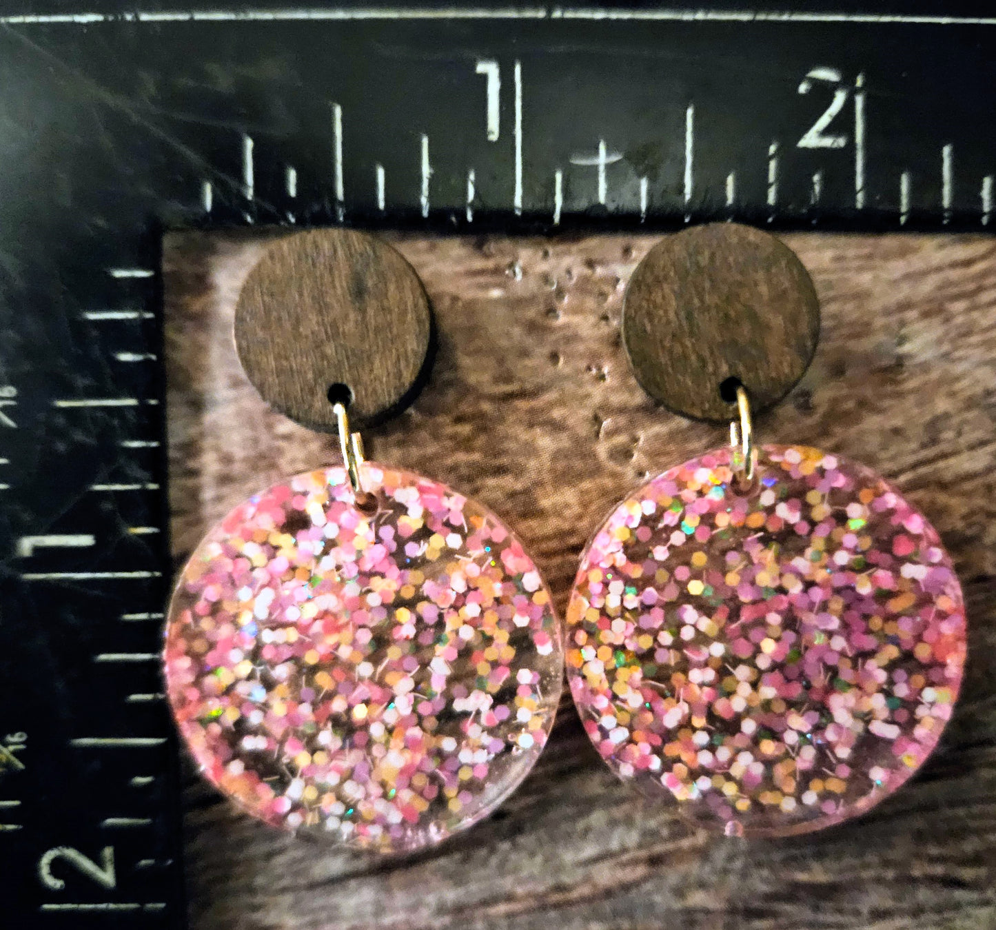 Wood and Resin Polka Dot Earrings