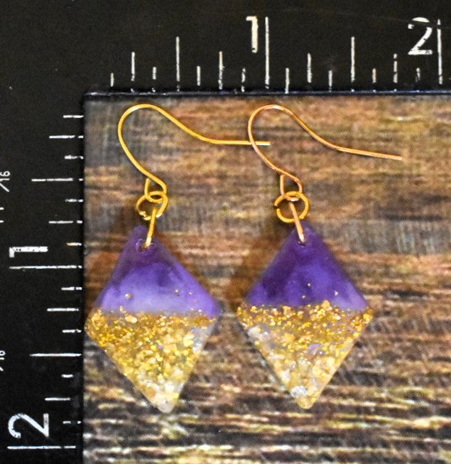 Purple & Gold Diamond Drop Earrings