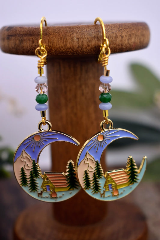 Crescent Moon Cottage Earrings