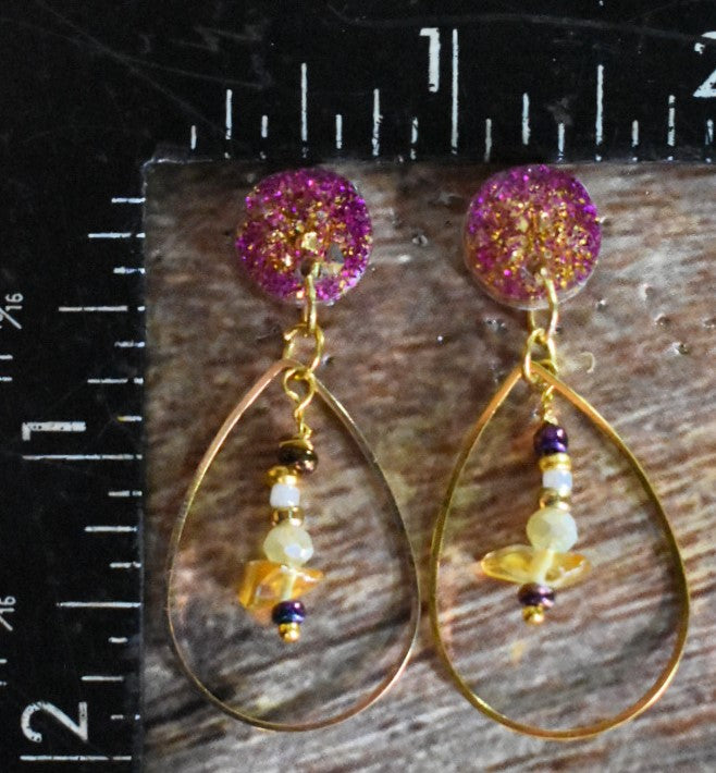 Purple and Gold Earrings