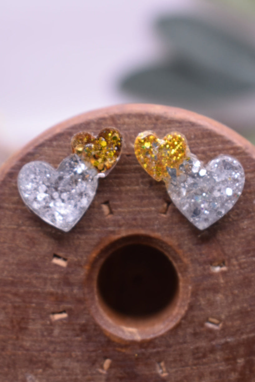 Double Heart Stud Earrings